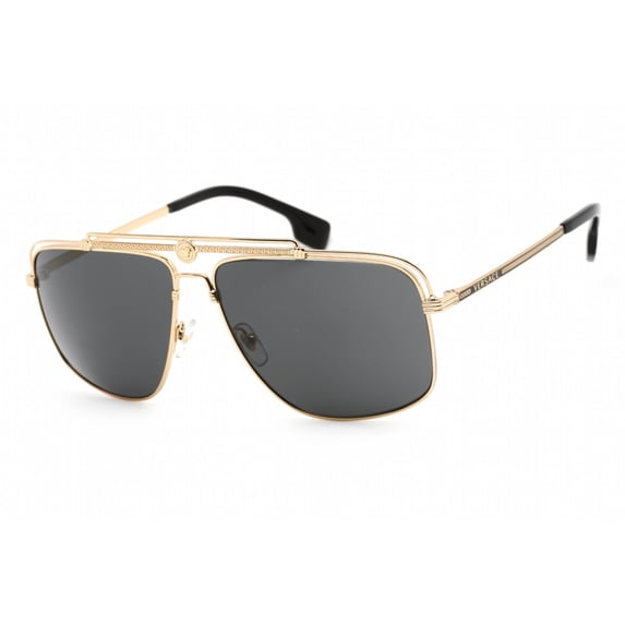 Versace VE 2242 Metal Unisex Rectangle Sunglasses Gold 61mm Adult