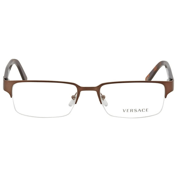 Versace VE 1184 Metal Unisex Rectangle Eyeglasses Brushed Brown 53mm Adult