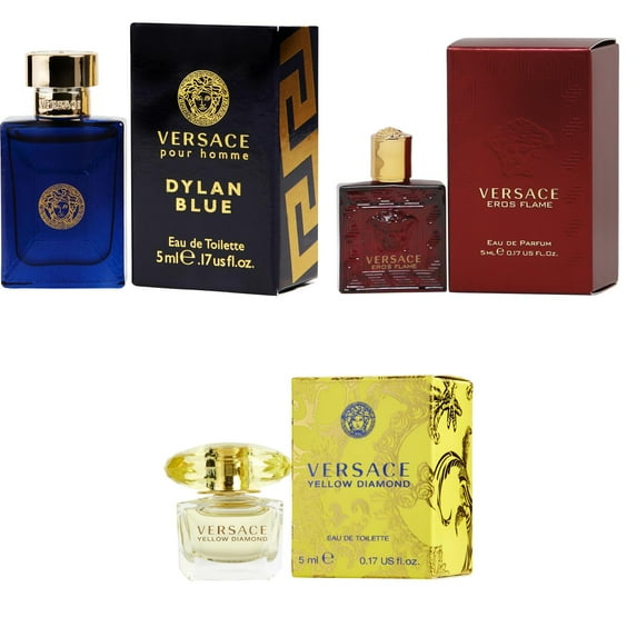 Versace Dylan Blue EDT, Eros Flame EDP, Yellow Diamond EDT - 5ml 3PK Kit