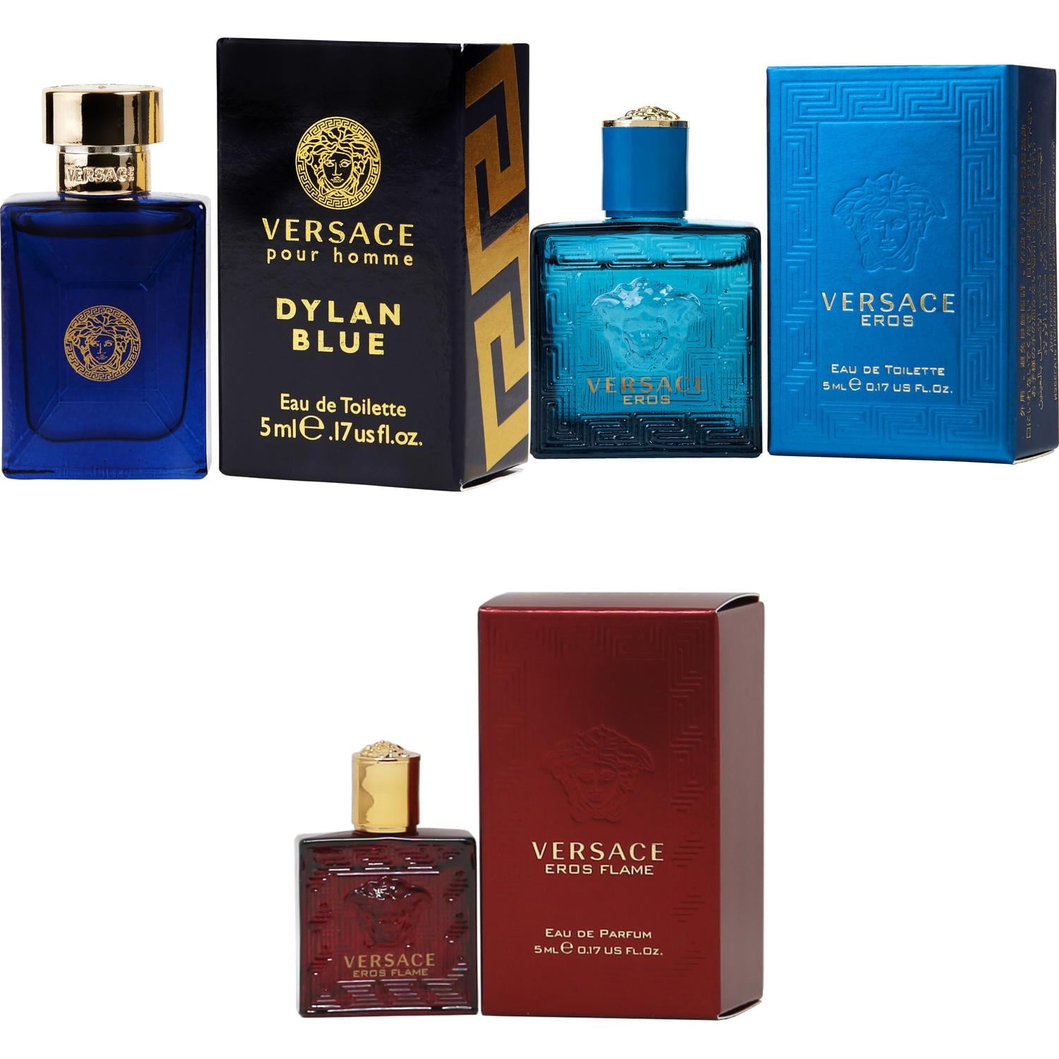 Versace Dylan Blue, Eros Men, Eros Flame - 5ml Miniature Splash Bottles 3PK  Fragrance Kit - Walmart.com