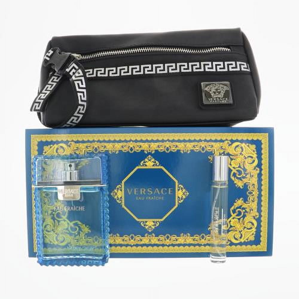 Versace Eau Fraiche Men 3 Piece Gift Set 3.4 Oz Eau De Toilette Spray