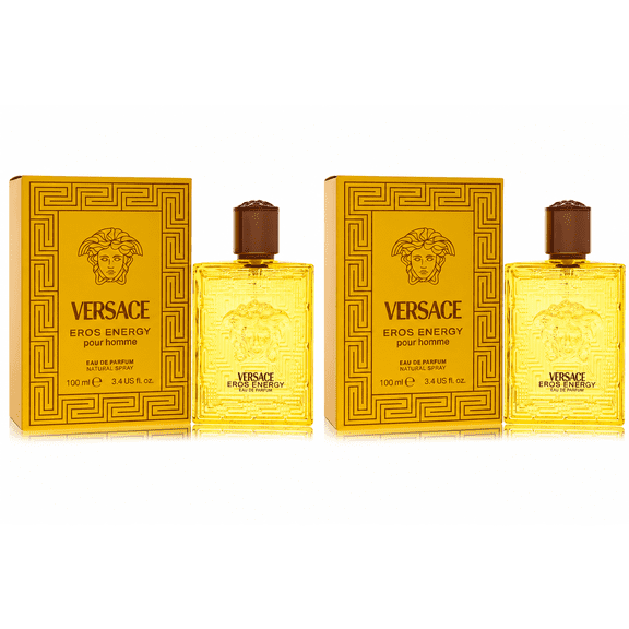 Versace Eros Energy for Men Eau de Parfum (EDP) Spray 3.4 oz / 100 ml Each, 2 Pack