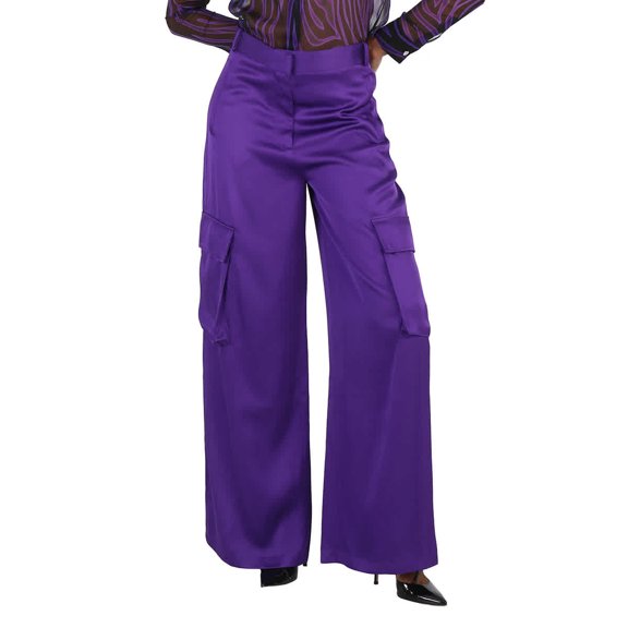 Versace Female Purple Cargo Pants Satn Effect With Cargo Pockets In Viscose Purple Sizes IT 34-64