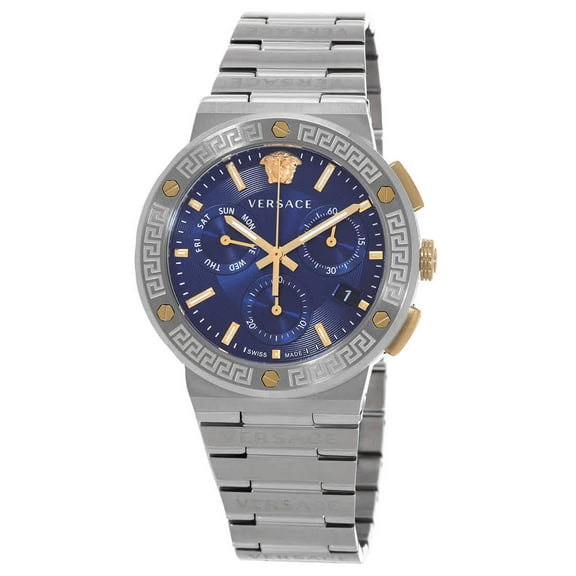 Versace Greca Logo Chronograph Quartz Blue Dial Men's Watch VEZ900221
