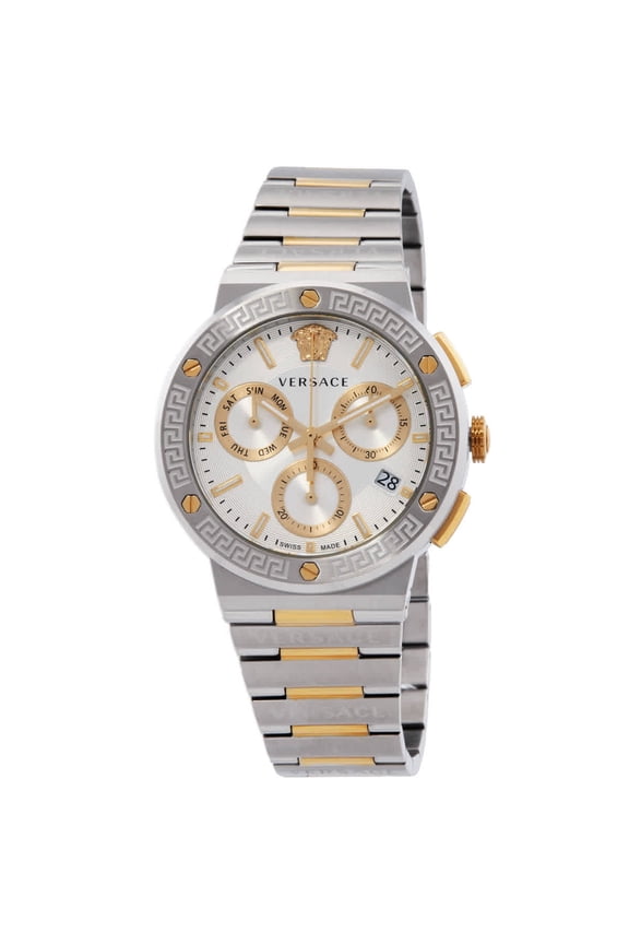 Greca Logo Chronograph Quartz Silver Dial Men's Watch VEZ900321