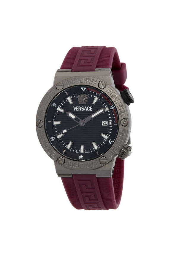 Greca Logo Diver Quartz Black Dial Men's Watch VE8G00224