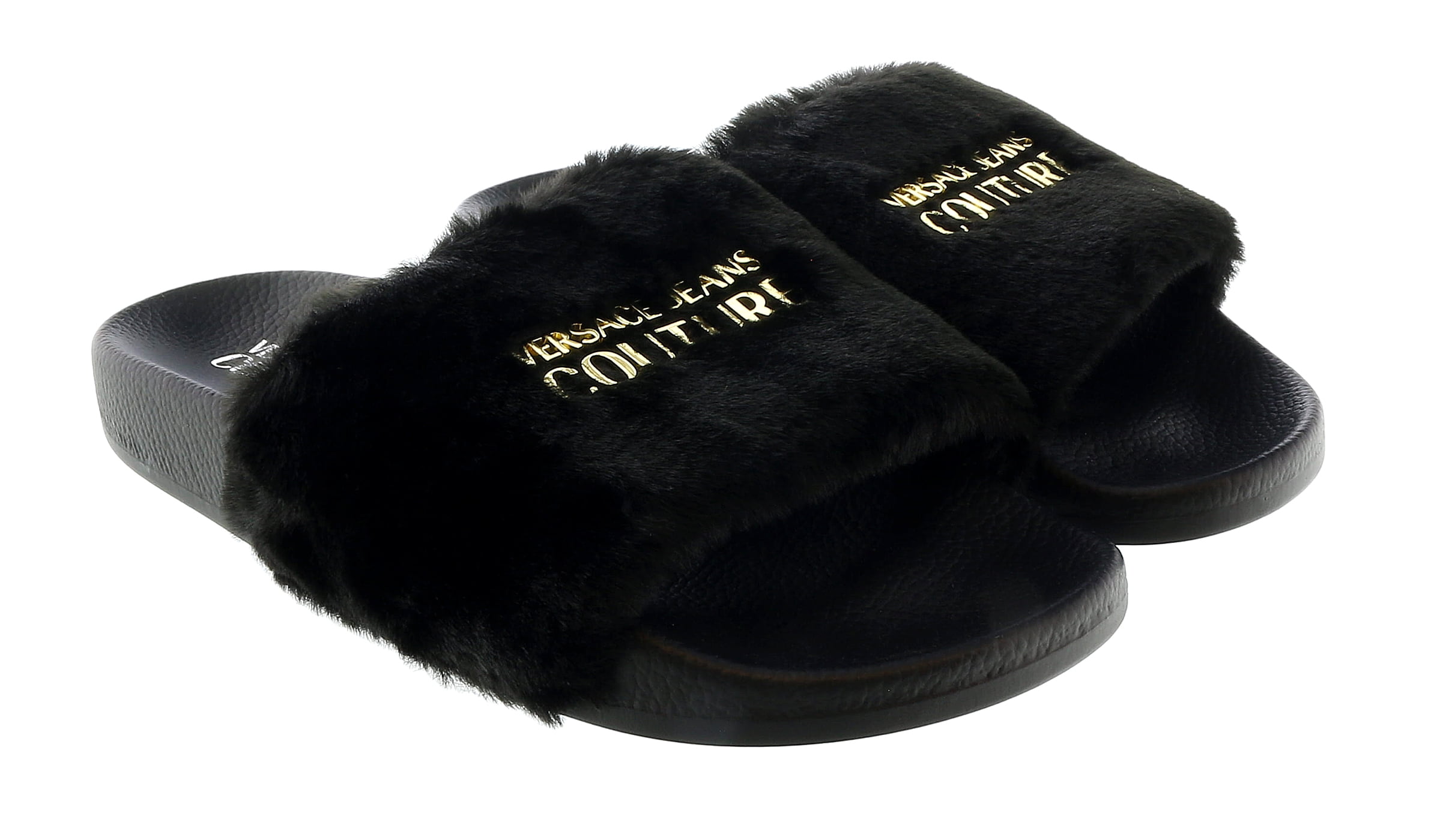 New Versace Jeans Couture Black Signature Pool Slide Versace Jeans Couture Black/Gold Signature Pattern Pool  main image 3