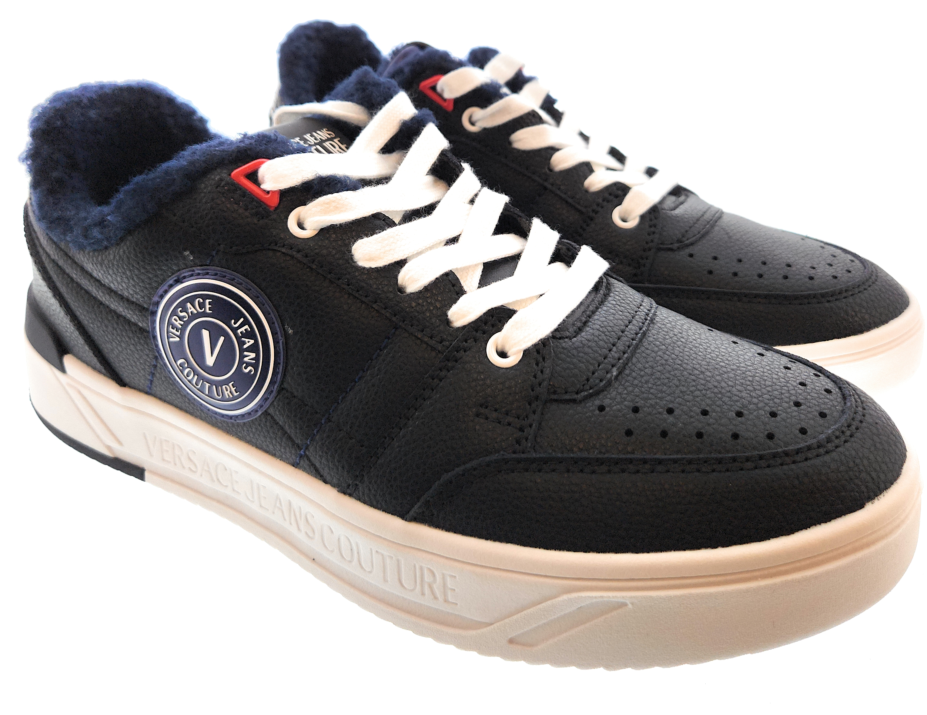 Black and White Designer foreign Versace Type Brand shoe comfortable Fit 9.5 Amazon.com | VERSACE JEANS COUTURE Men Sneakers Black  main image 3