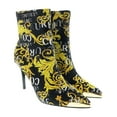 thumbnail image 1 of Versace Jeans Couture Black Gold Baroque Print Cap Toe High Heel Boots-6 for womens, 1 of 4