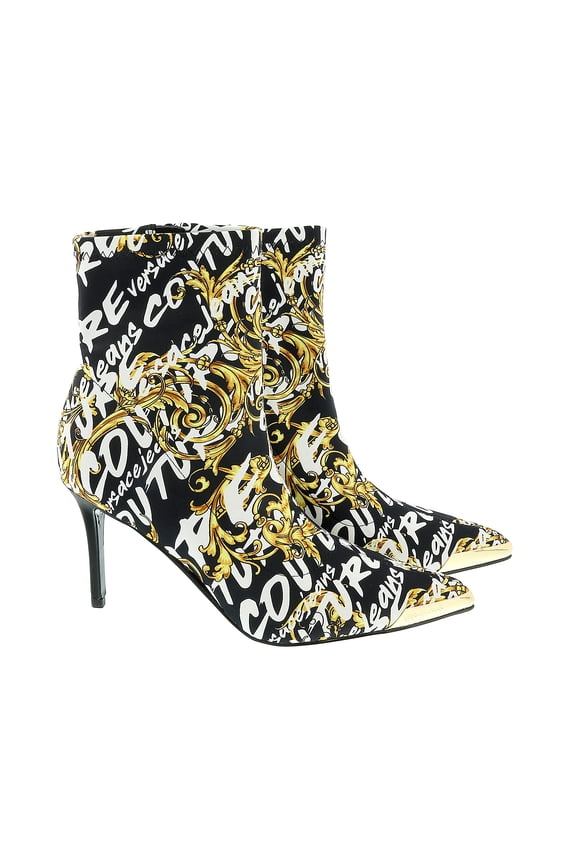 Jeans Couture Womens Black Gold Side Zip Cap Toe Ankle Boot-EU36 for womens