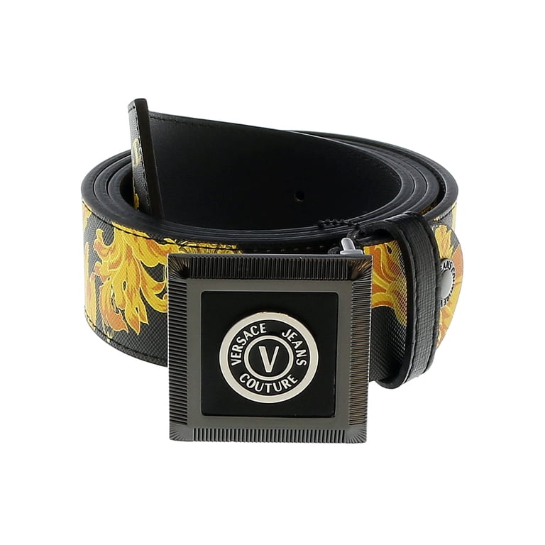 Versace Jeans Couture Black/Gold V-Emblem Square Buckle 