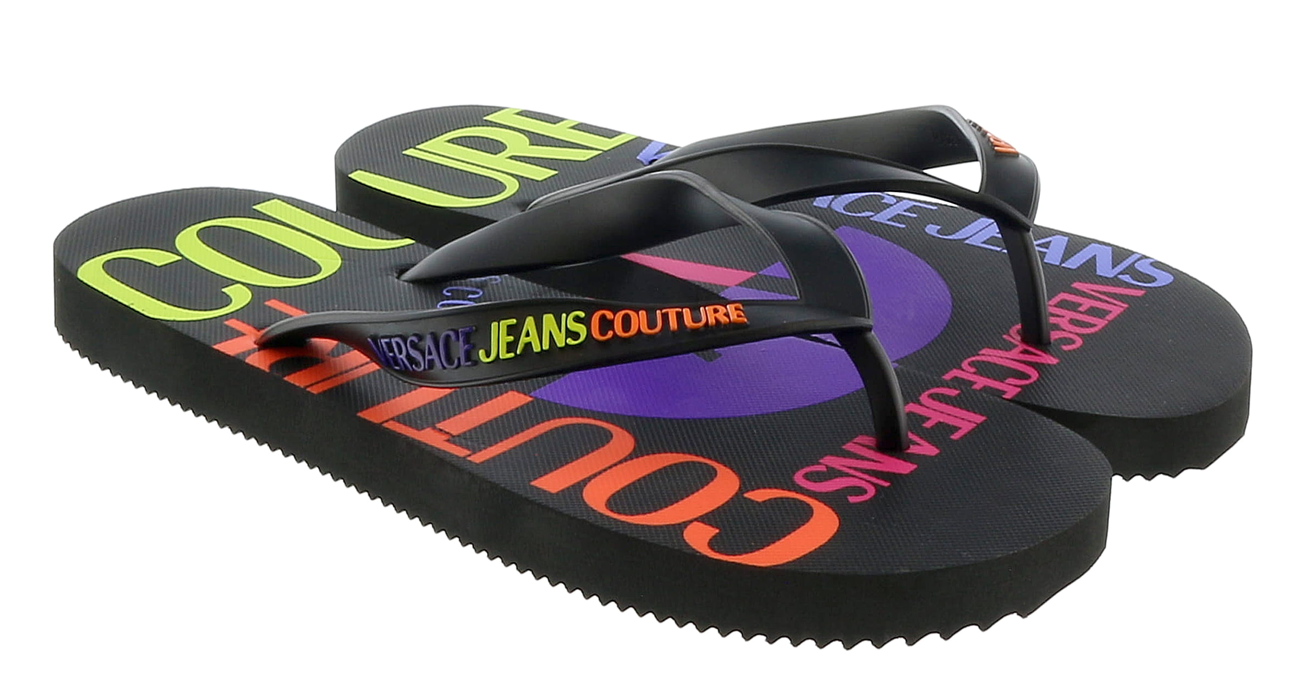 Versace Jeans Couture Women\'s Black Slides Sz 40 Chain Couture Slides | VERSACE IN main image 2