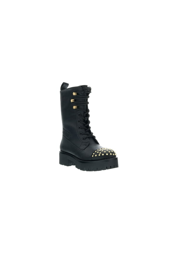 Jeans Couture Black Signature Studded Classic Combat Boots 6 for Womens