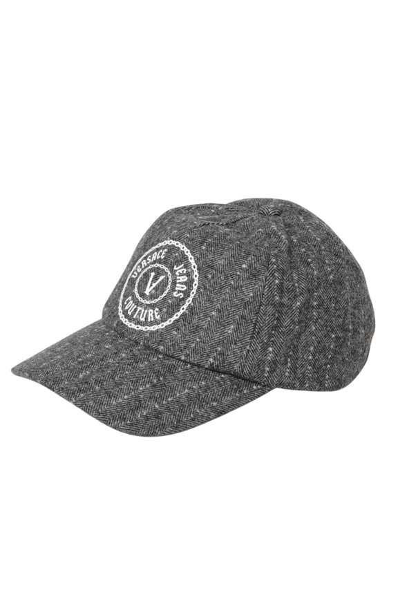 Jeans Couture Black/Grey Medallion Logo Winter Cap for Mens