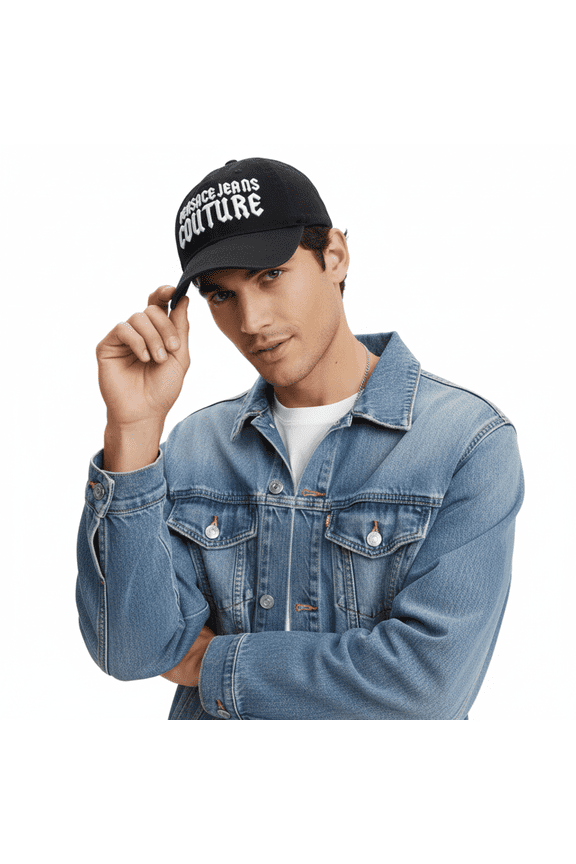 Jeans Couture Black/White Gothic Logo  Baseball Cap for Mens