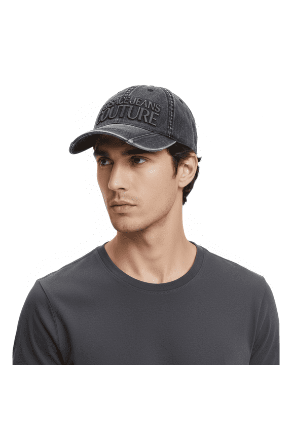 Jeans Couture Denim Distressed Denim Subtle Logo Baseball Cap for Mens