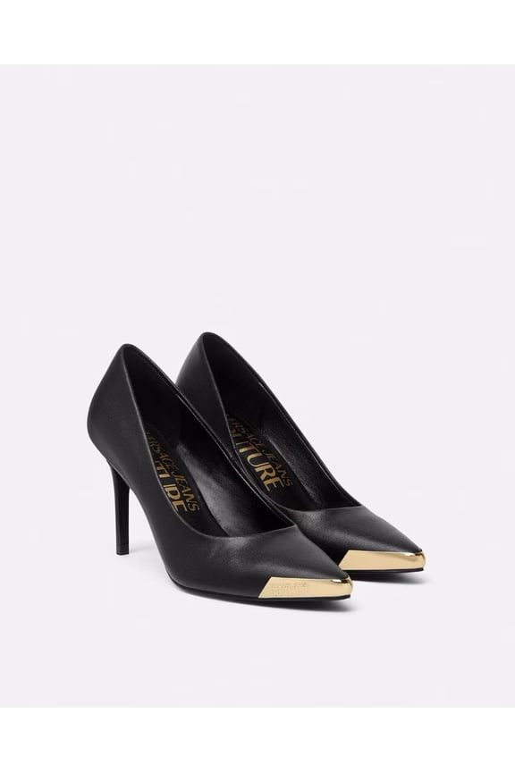Jeans Couture Womens Black Stiletto Pumps with GoldTone Cap -EU41 for Womens