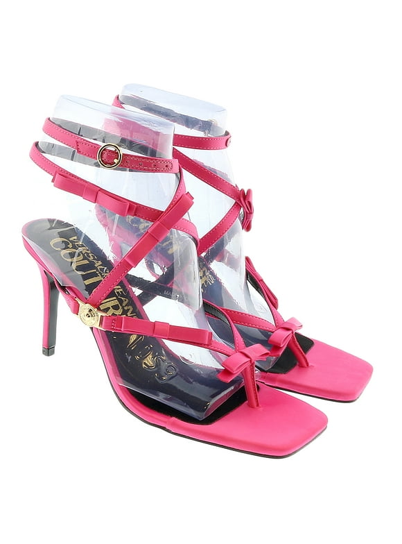 Versace Jeans Couture Hot Pink Bow Fashion Strappy High Heel Sandals-6 for womens