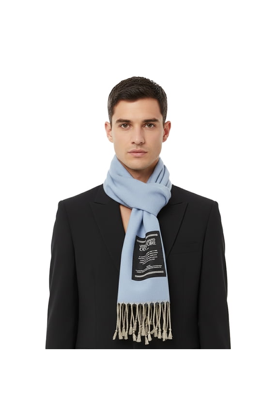 Jeans Couture Light Blue Signature Label Fringe Fashion Scarf for Womens