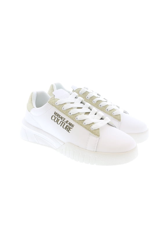 Jeans Couture Womens Low Top Signature Glitter White/Gold Sneakers-EU36 for womens