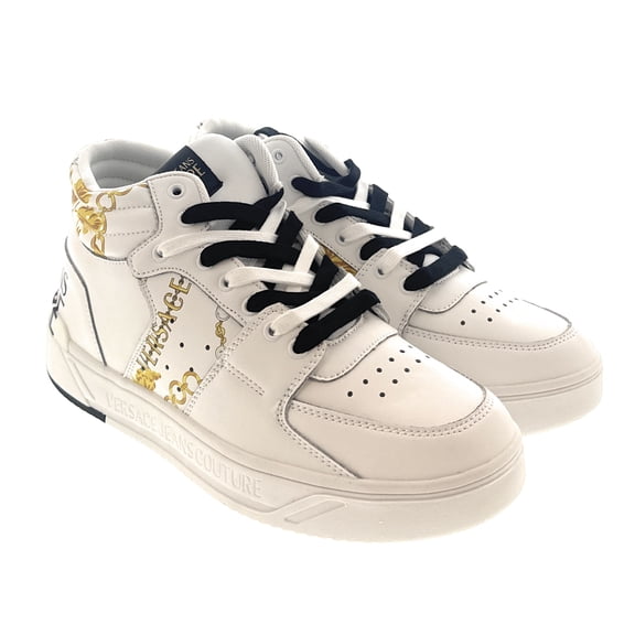 Versace Jeans Couture Mens White/Gold Signature Logo Classic  Sneakers-EU44 for Mens