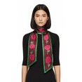 thumbnail image 1 of Versace Jeans Couture Maroon Green Signature Rosy Print Slim Scarf for Womens, 1 of 5