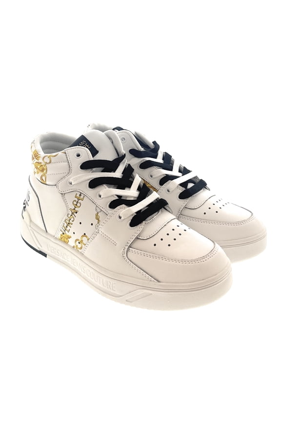 Jeans Couture Mens White/Gold Signature Logo Classic Sneakers-EU40 for Mens