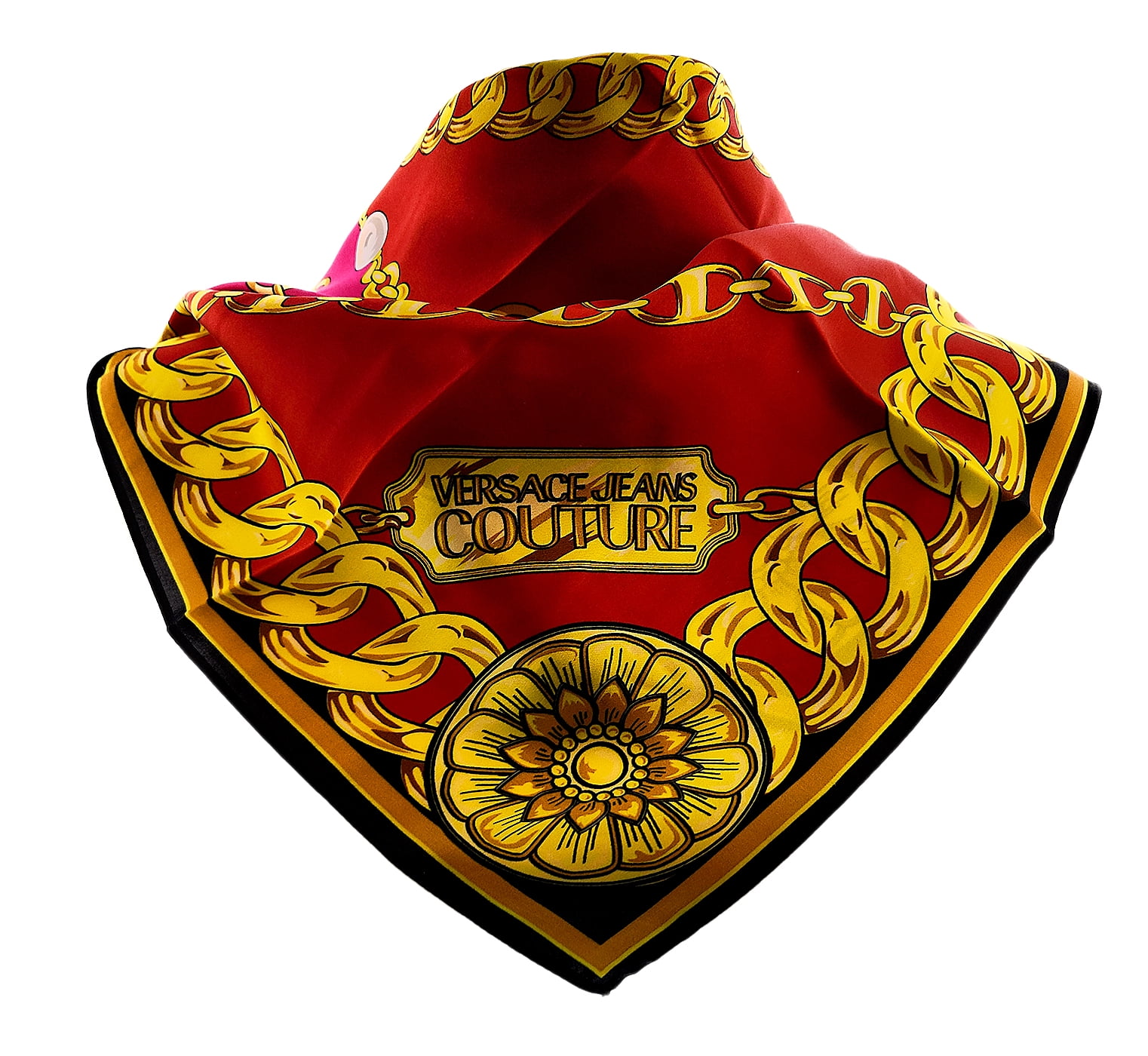 【関税&送料込み】Versace Scarves Versace Jeans Couture Multicolor Chainlink Print Silk Scarf