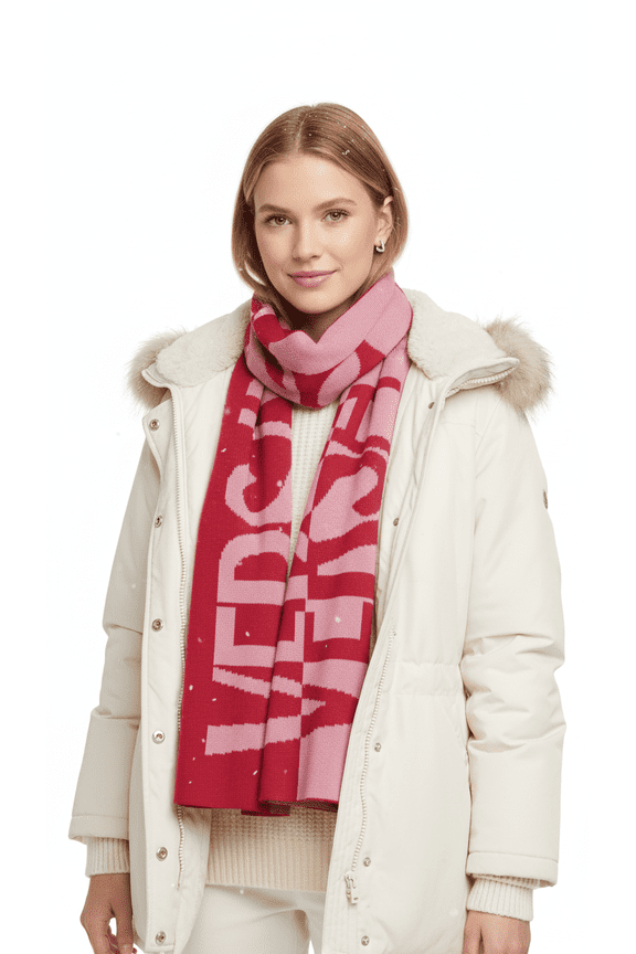 Jeans Couture Oversized Signature Raspberry Knitted Womens Scarf for Womens