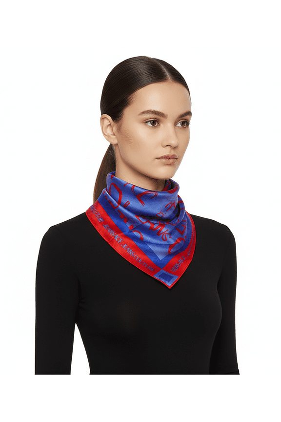 Jeans Couture Periwinkle/Chilli Signature Graffiti Print Medium Square Scarf for womens