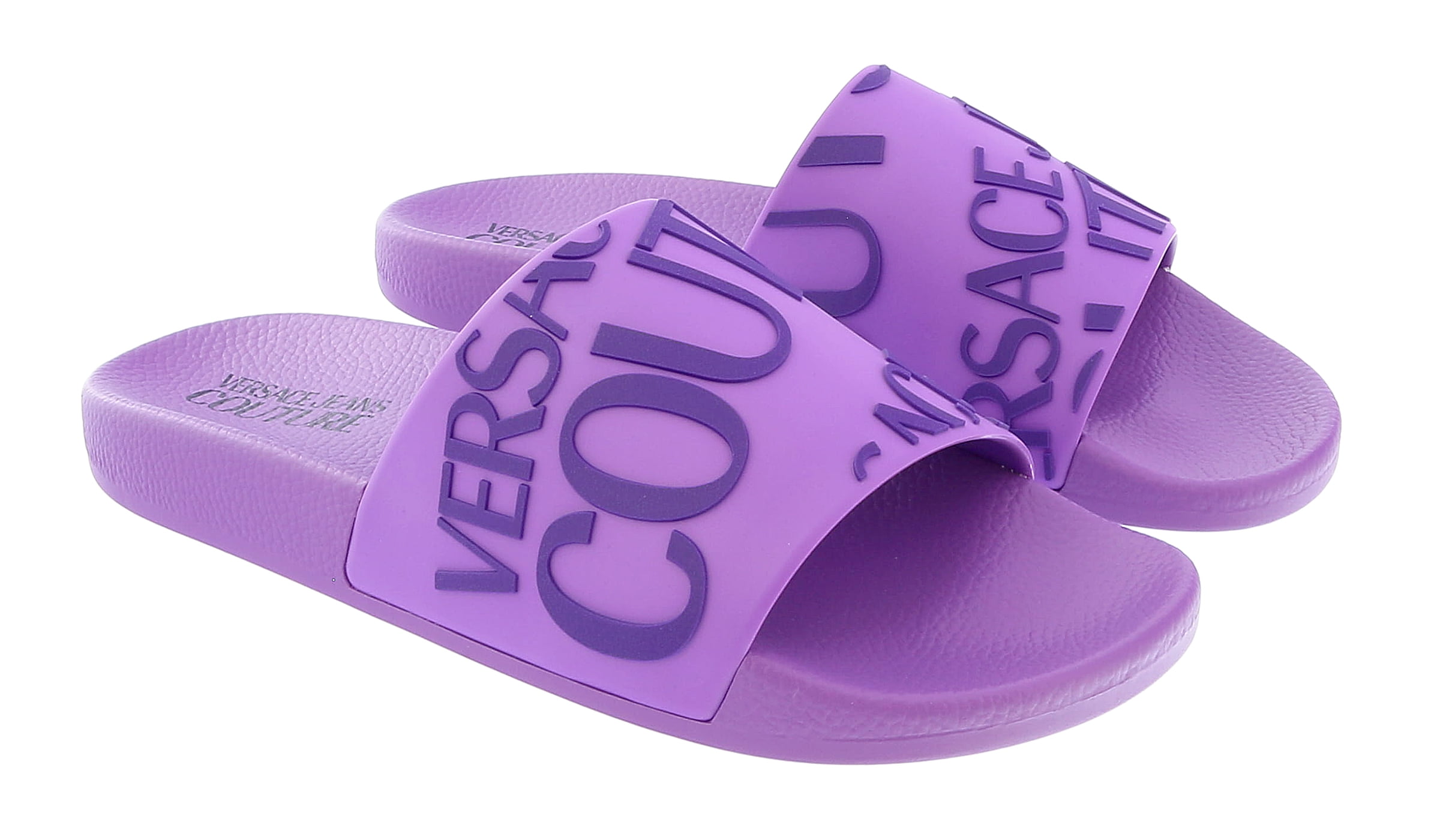 Versace Jeans Couture Purple Signature Embossed Pool Slide-5 for