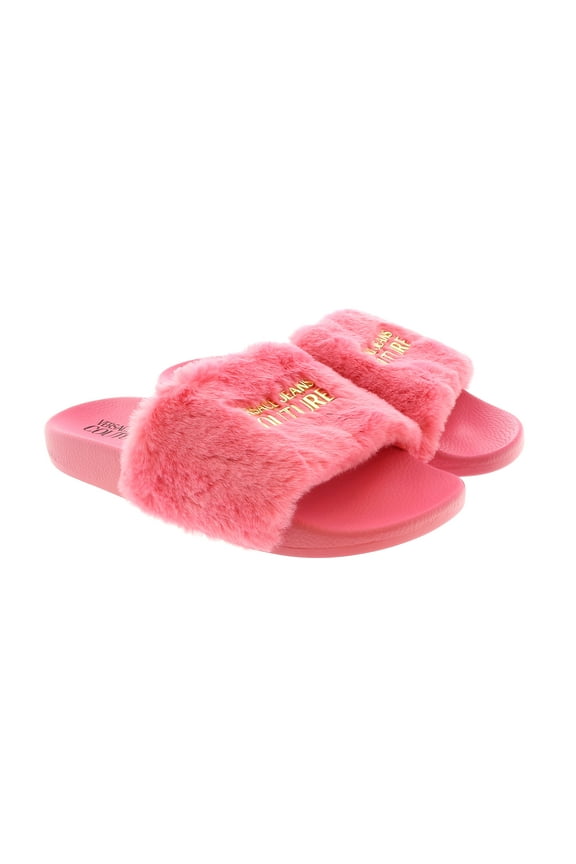 Jeans Couture Rose Faux Fur Signature Slides-9 for Womens