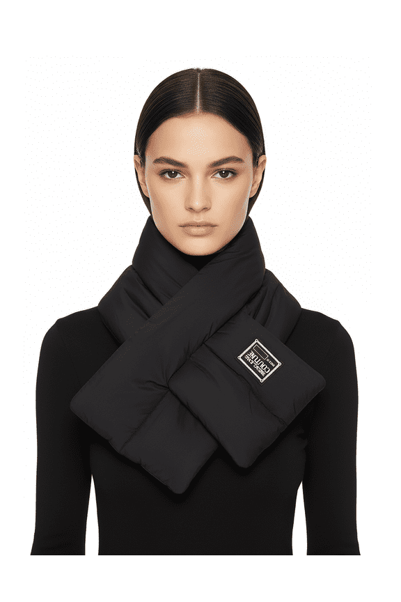 Jeans Couture Signature Black Puffer Womens Scarf for Womens