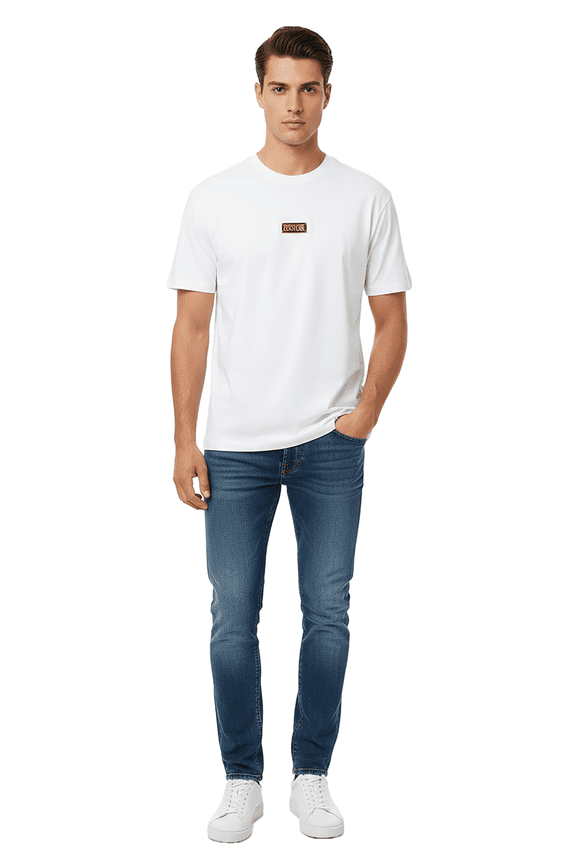 Jeans Couture White Mens Oversized Minimalist Patch Logo T-Shirt -L for mens