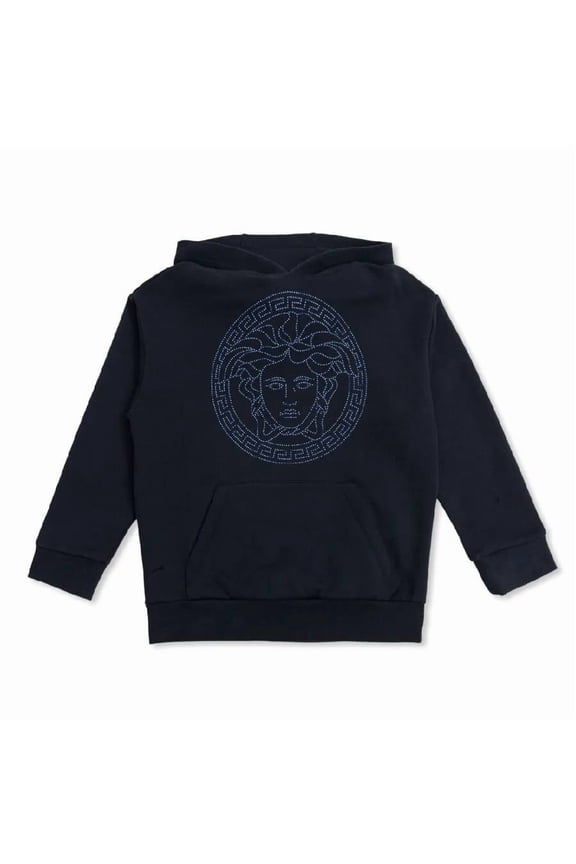 Versace Kids Navy Blue Medusa Head Hoodie, Size 10Y
