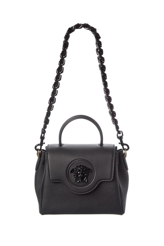 La Medusa Leather Shoulder Bag, Black