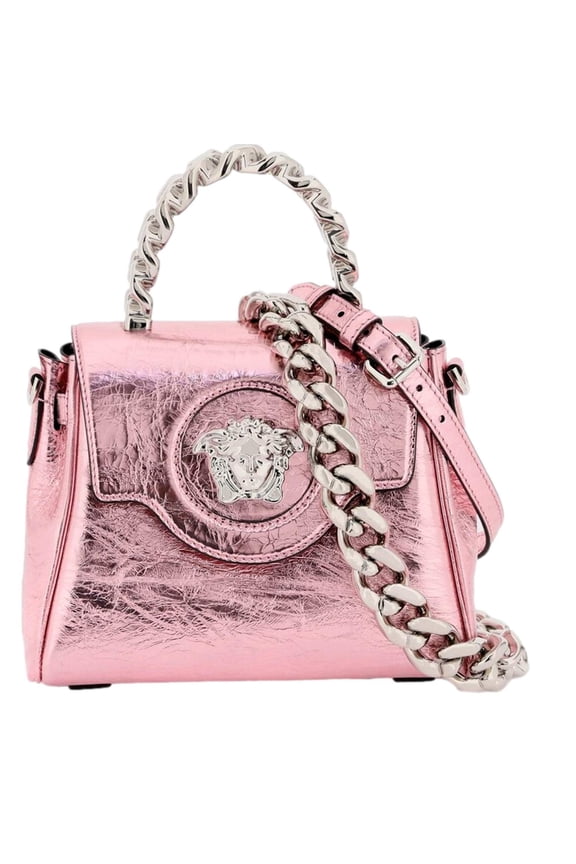 La Medusa Pink Metallic Top-Handle Bag