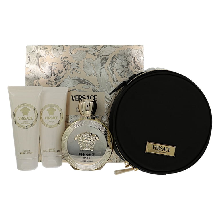 Versace Eros Pour Femme Gift Set - 4 PC Set (3.4 oz EDP, B/L, S/G