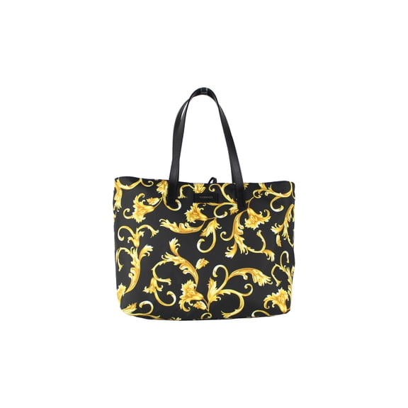 Versace Large Black and Gold Print Nylon Stampato Tote Bag Shoulder Handbag