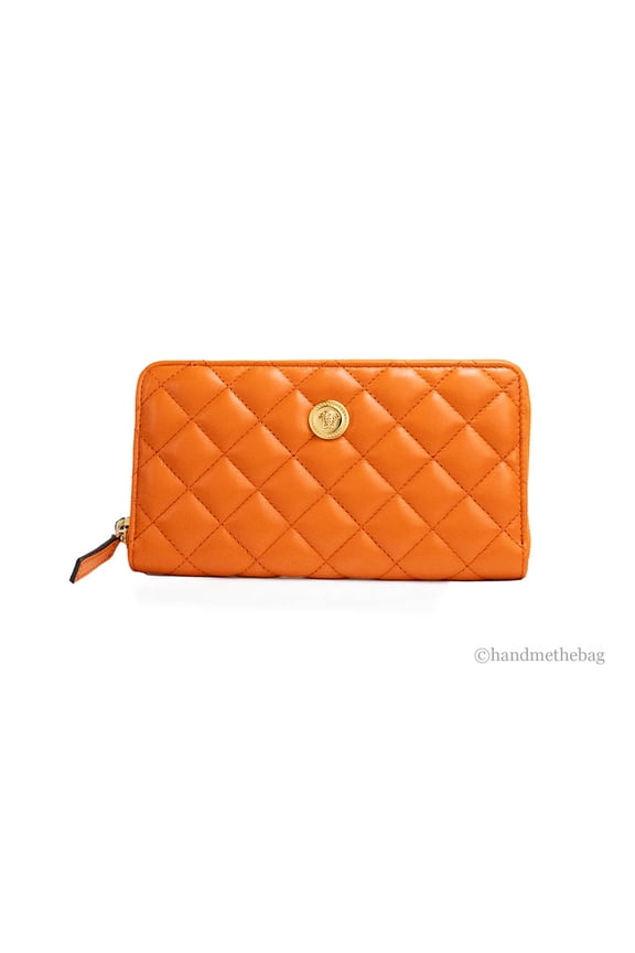 Large Dark Orange Quilted Leather Continental Wallet