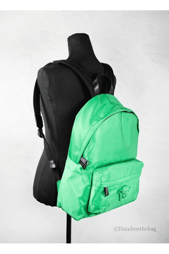 Large Green Nylon Medusa Shoulder Backpack