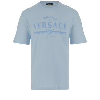 Tシャツ・カットソー Versace Light Blue Cotton T-Shirt mens-versace-t-shirts