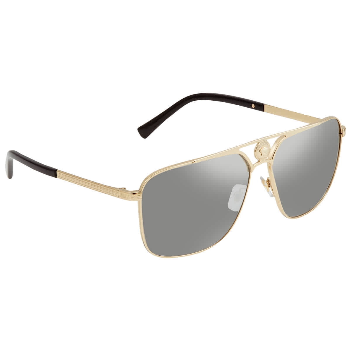 Versace VE 2238 Metal Unisex Rectangle Sunglasses Pale Gold 61mm Adult