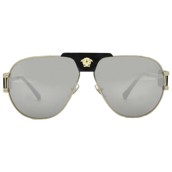 Versace VE 2252 Metal Unisex Aviator Sunglasses Gold/Black 63mm Adult
