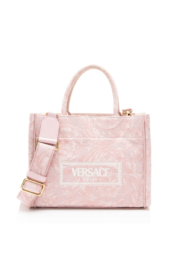 Pre-Owned Versace Logo Canvas Barocco Athena Small Tote