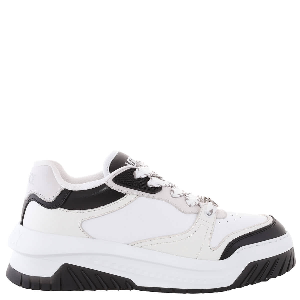 スニーカー VERSACE Sneakers Men Leather White/Black Versace Black/White Leather Leather Sneakers White (Men's