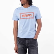 Versace Male Luxury Cotton Blend T-Shirt With Iconic Logo And Refined Stitching Blue Sizes standard S-7XL