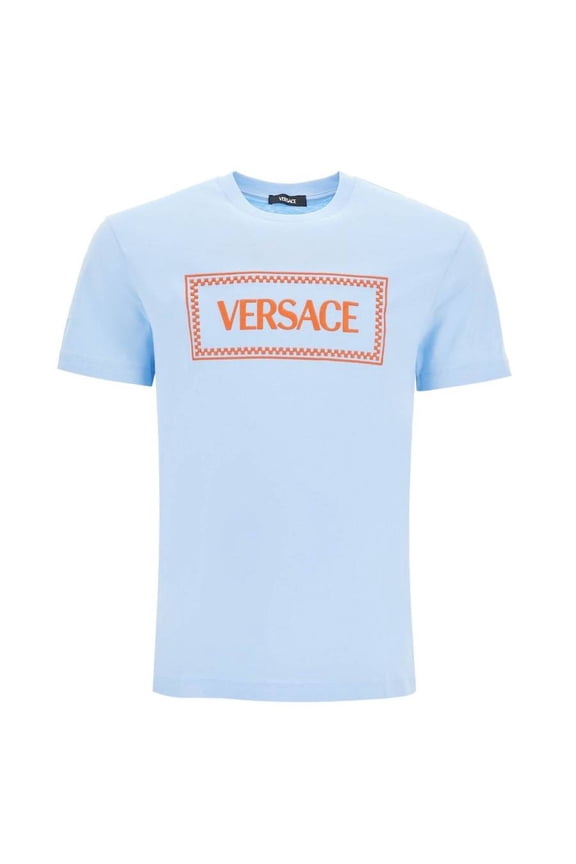 Male Luxury Cotton Blend T-Shirt With Iconic Logo And Refined Stitching Blue Sizes standard XXXS-7XL