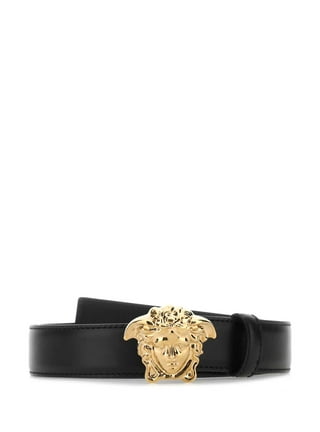 Versace Men's Medusa Leather Belt - Black Gold - Size 38 - Fall Sale