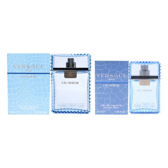 Versace Man Eau Fraiche 2 Pc Kit - 3.4oz EDT Spray, 1oz EDT Spray